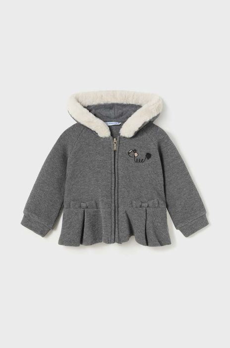 Дитяча кофта Mayoral колір сірий з капюшоном з принтом (3496482) Дитяча кофта Mayoral колір сірий з капюшоном з принтом (3496482)