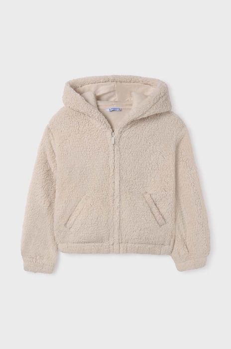 Дитяча кофта Mayoral колір бежевий з капюшоном візерунок (3423682)