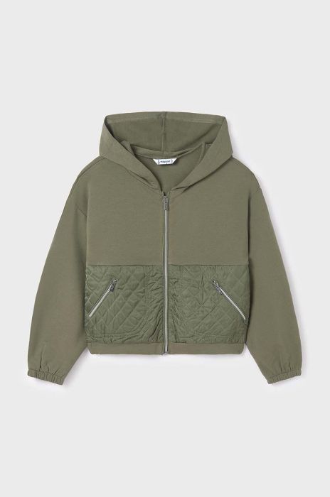 Дитяча кофта Mayoral колір зелений з капюшоном однотонна (3413872)