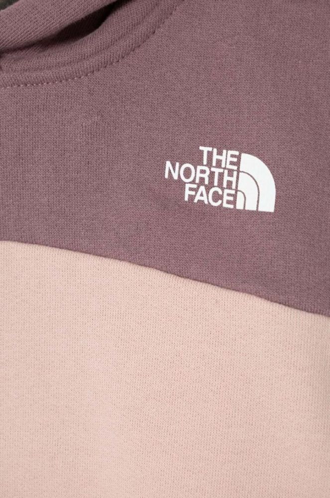 Дитяча бавовняна кофта The North Face G DREW PEAK CROP P/O HOODIE колір коричневий з капюшоном однотонна фото 3