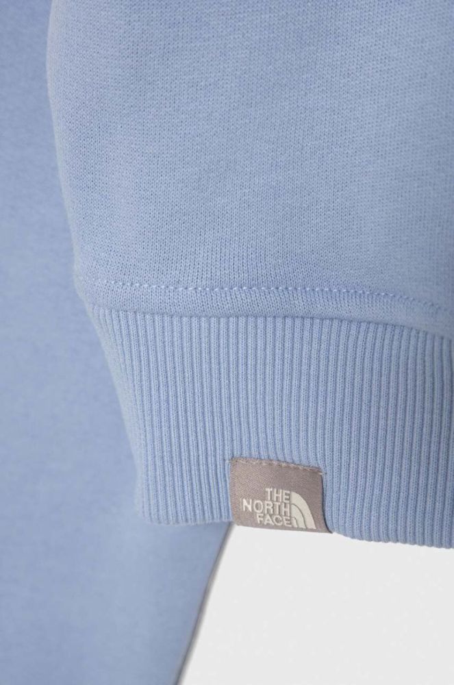 Дитяча бавовняна кофта The North Face G DREW PEAK CROP P/O HOODIE з капюшоном однотонна колір блакитний фото 3