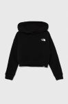 Дитяча бавовняна кофта The North Face G DREW PEAK CROP P/O HOODIE колір чорний з капюшоном однотонна