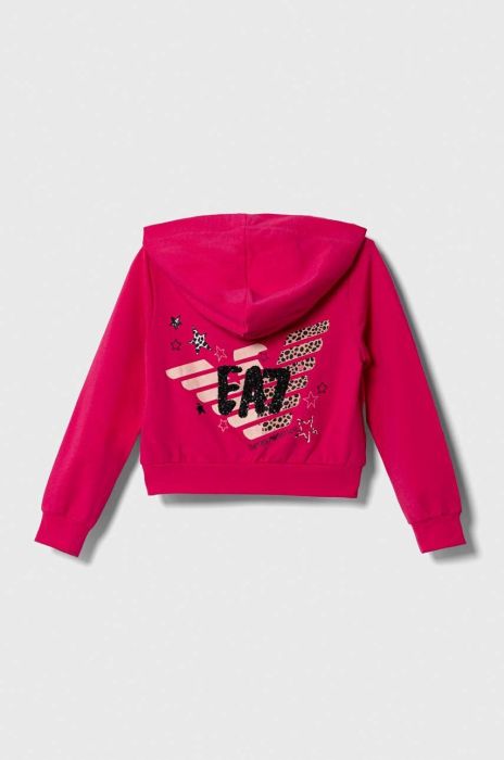 Дитяча кофта EA7 Emporio Armani колір рожевий з капюшоном з принтом (3634237) Дитяча кофта EA7 Emporio Armani колір рожевий з капюшоном з принтом (3634237)