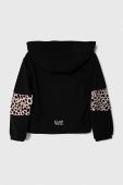 Дитяча кофта EA7 Emporio Armani колір чорний з капюшоном візерунок