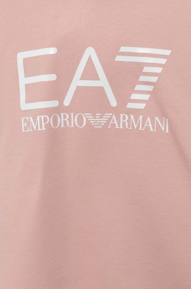 Дитяча кофта EA7 Emporio Armani колір рожевий з капюшоном з принтом (3329791) фото 3