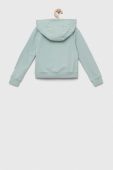 Дитяча кофта EA7 Emporio Armani колір бірюзовий з капюшоном з принтом