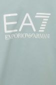 Дитяча кофта EA7 Emporio Armani колір бірюзовий з капюшоном з принтом
