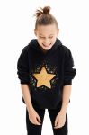 Дитяча бавовняна кофта Desigual колір чорний з капюшоном з аплікацією