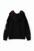 Дитяча бавовняна кофта Desigual 23WGSK08 SWEAT LONG SLEEVE колір чорний з капюшоном з принтом