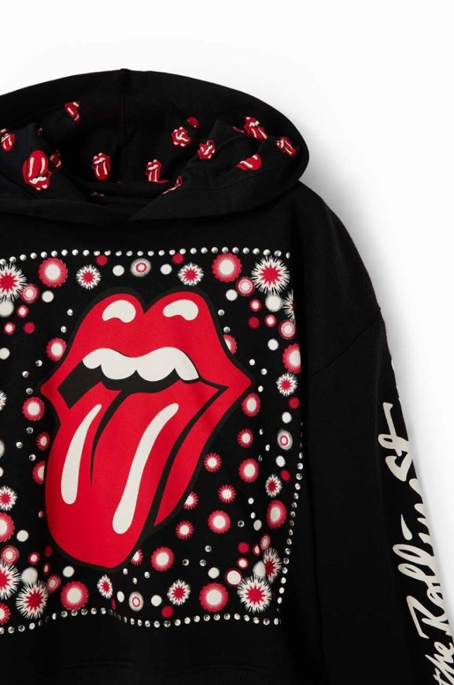 Дитяча бавовняна кофта Desigual 23WGSK08 SWEAT LONG SLEEVE колір чорний з капюшоном з принтом фото 4
