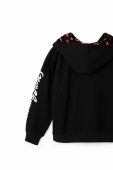 Дитяча бавовняна кофта Desigual 23WGSK08 SWEAT LONG SLEEVE колір чорний з капюшоном з принтом