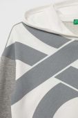 Дитяча бавовняна кофта United Colors of Benetton колір білий з капюшоном з принтом