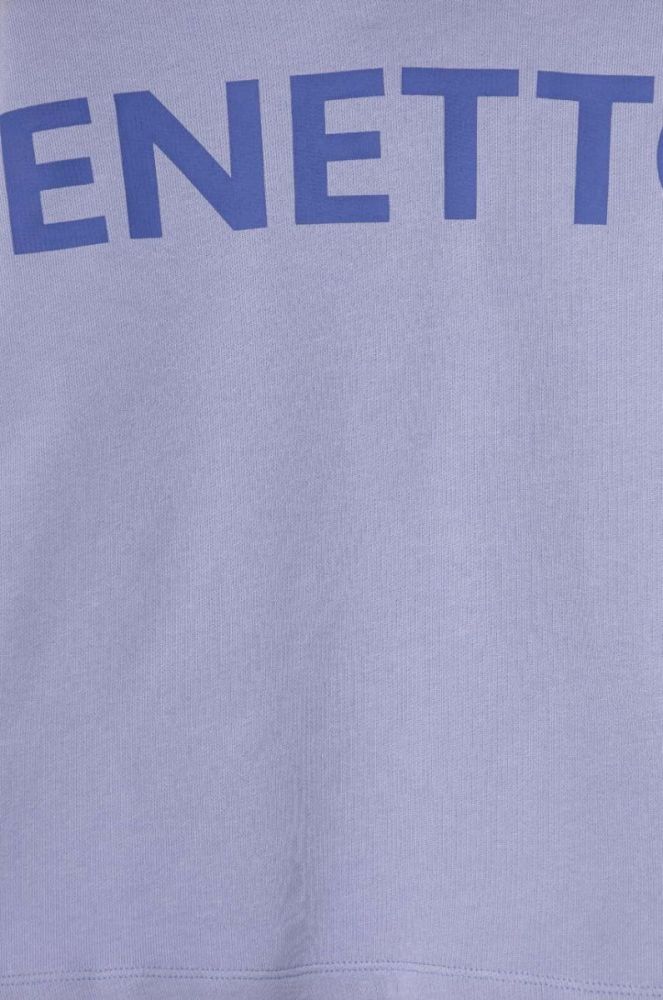Дитяча бавовняна кофта United Colors of Benetton колір фіолетовий з капюшоном з принтом фото 4