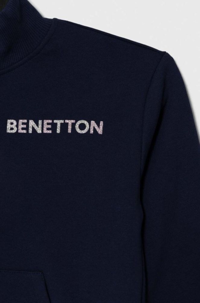 Дитяча бавовняна кофта United Colors of Benetton колір синій з принтом (3390280) фото 3
