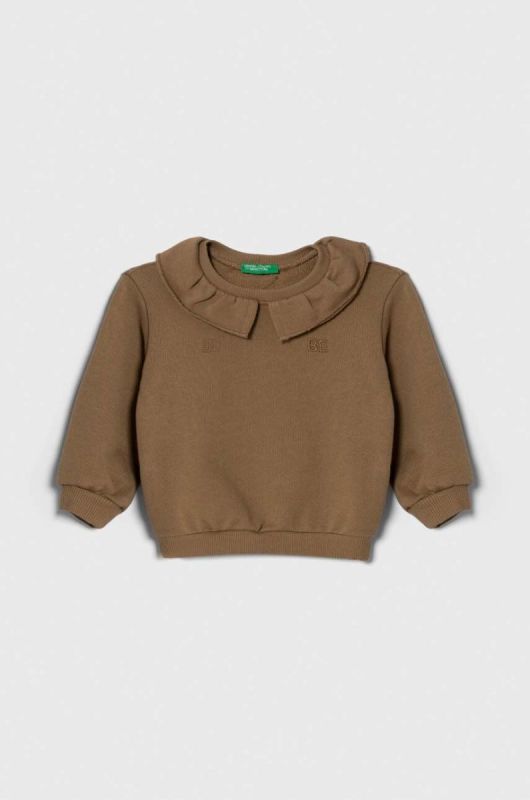 Дитяча бавовняна кофта United Colors of Benetton колір бежевий однотонна (3393789)
