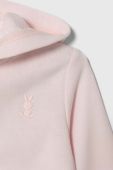 Бавовняна кофта для немовлят United Colors of Benetton колір рожевий з капюшоном однотонна