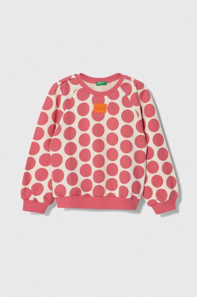 Дитяча бавовняна кофта United Colors of Benetton колір рожевий візерунок (3427927)