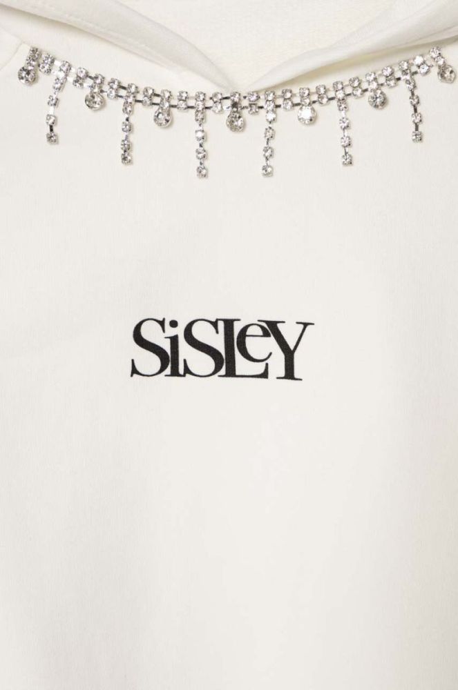 Дитяча кофта Sisley колір білий з капюшоном з принтом фото 3