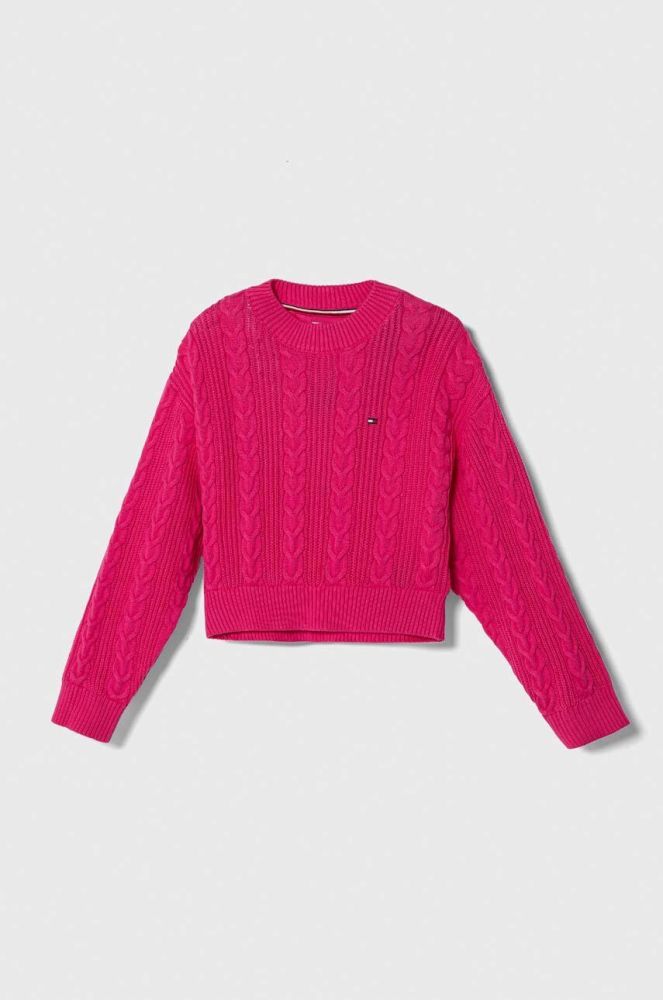Дитячий бавовняний светр Tommy Hilfiger колір рожевий легкий