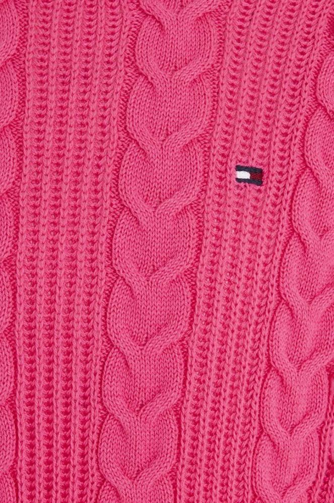 Дитячий бавовняний светр Tommy Hilfiger колір рожевий легкий фото 3