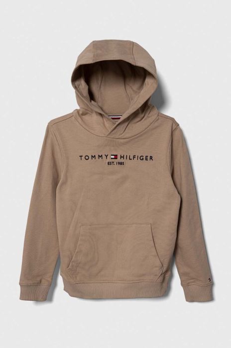Дитяча бавовняна кофта Tommy Hilfiger колір бежевий з капюшоном з аплікацією (3496126)