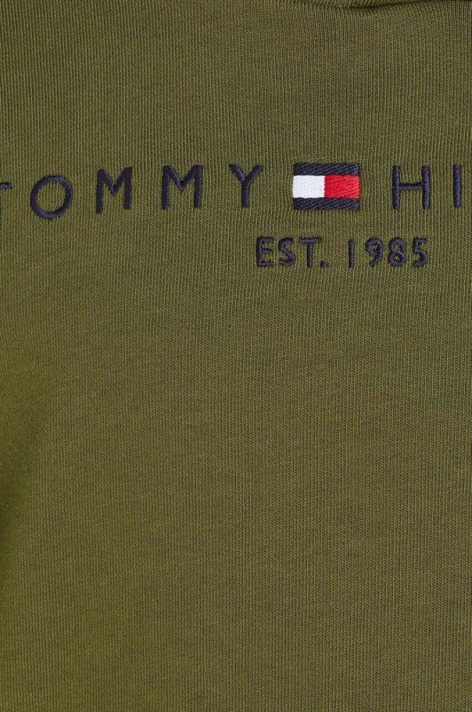 Дитяча бавовняна кофта Tommy Hilfiger колір зелений з капюшоном з аплікацією (3496137) фото 3