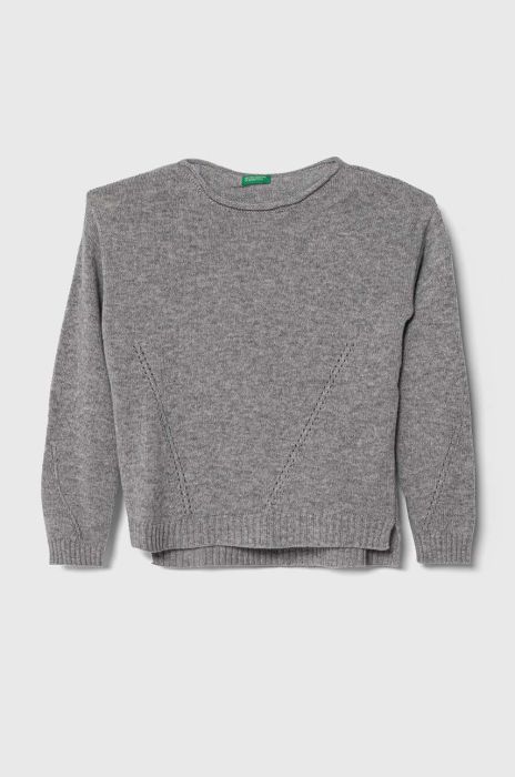 Вовняний дитячий светр United Colors of Benetton колір сірий легкий (3413878)