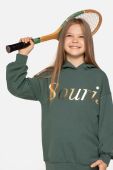 Дитяча кофта Coccodrillo колір зелений з капюшоном з принтом (3506613)