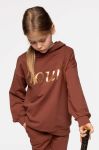 Дитяча кофта Coccodrillo колір коричневий з капюшоном з принтом