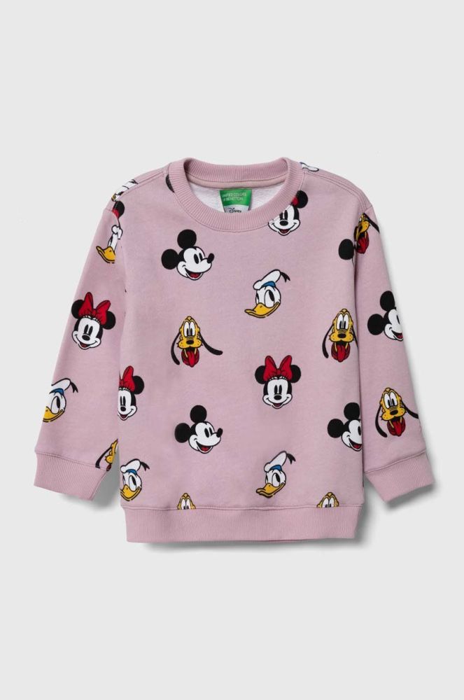 Дитяча бавовняна кофта United Colors of Benetton x Disney колір рожевий візерунок