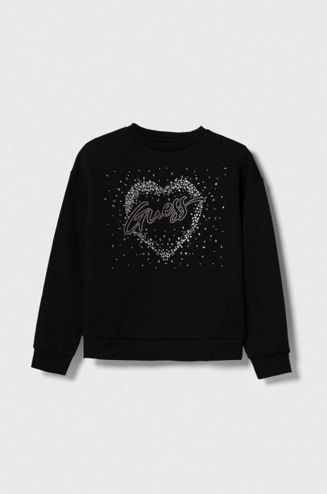 Дитяча бавовняна кофта Guess колір чорний з аплікацією (3514868)