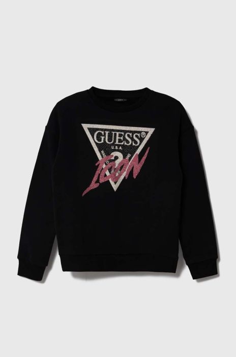 Дитяча бавовняна кофта Guess колір чорний з аплікацією (3527317)