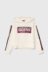 Дитяча бавовняна кофта Guess колір бежевий з капюшоном візерунок (3605415)