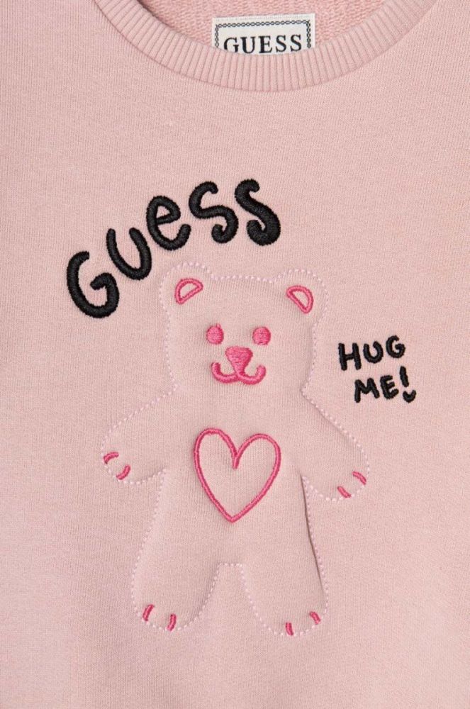 Дитяча бавовняна кофта Guess колір рожевий з аплікацією (3557552) фото 3