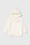 Дитяча кофта Guess колір бежевий з капюшоном з аплікацією (3570894)