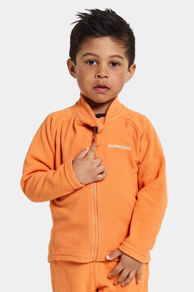 Дитяча кофта Didriksons MONTE KIDS FULLZIP колір помаранчевий однотонна