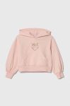 Дитяча кофта Pinko Up колір рожевий з капюшоном з аплікацією (3545863)