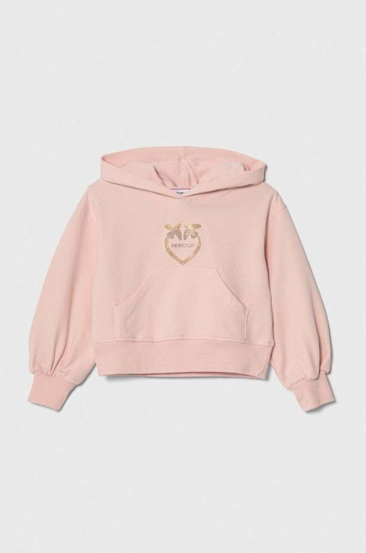 Дитяча кофта Pinko Up колір рожевий з капюшоном з аплікацією (3545863)