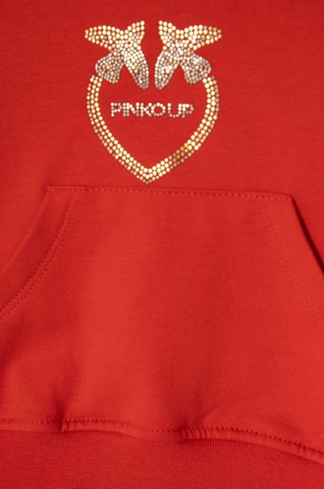 Дитяча кофта Pinko Up колір червоний з капюшоном з аплікацією (3545858) фото 3