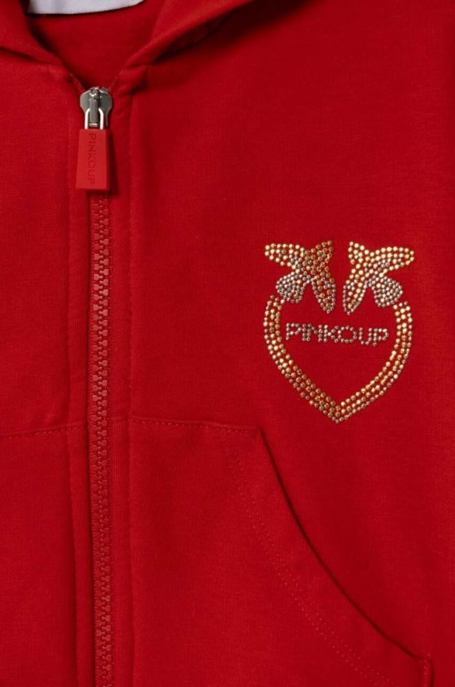 Дитяча кофта Pinko Up колір червоний з капюшоном з аплікацією (3458213) фото 3