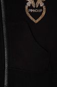 Дитяча кофта Pinko Up колір чорний з капюшоном з аплікацією (3458224)