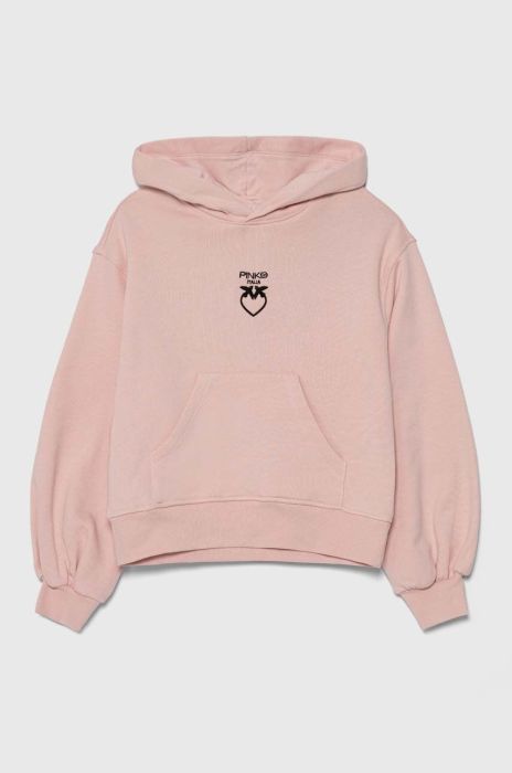 Дитяча бавовняна кофта Pinko Up колір рожевий з капюшоном з принтом