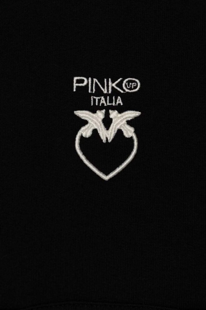 Дитяча бавовняна кофта Pinko Up колір чорний з капюшоном з принтом фото 3