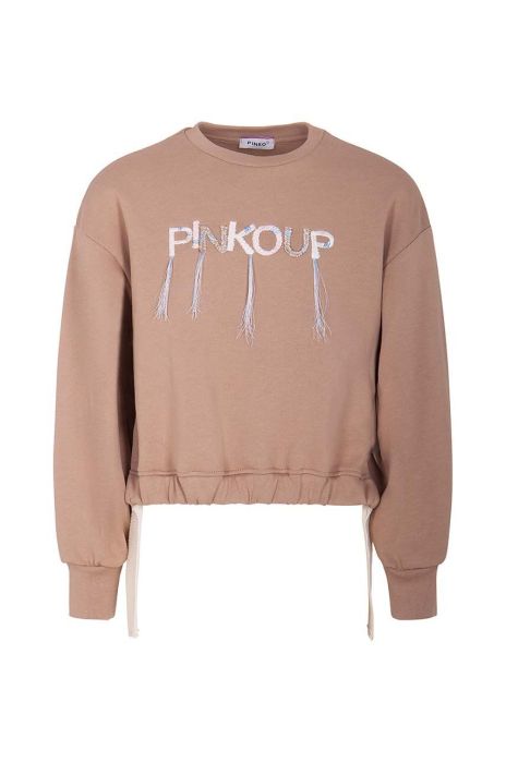 Дитяча бавовняна кофта Pinko Up колір бежевий з принтом (3437046)