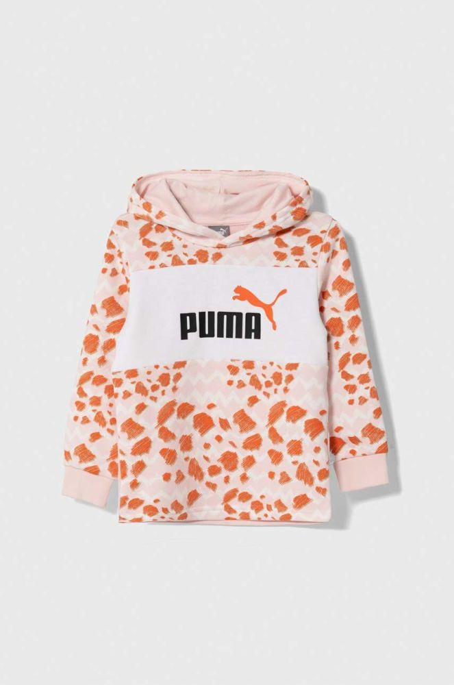 Дитяча кофта Puma ESS MIX MTCH Hoodie TR колір рожевий з капюшоном візерунок