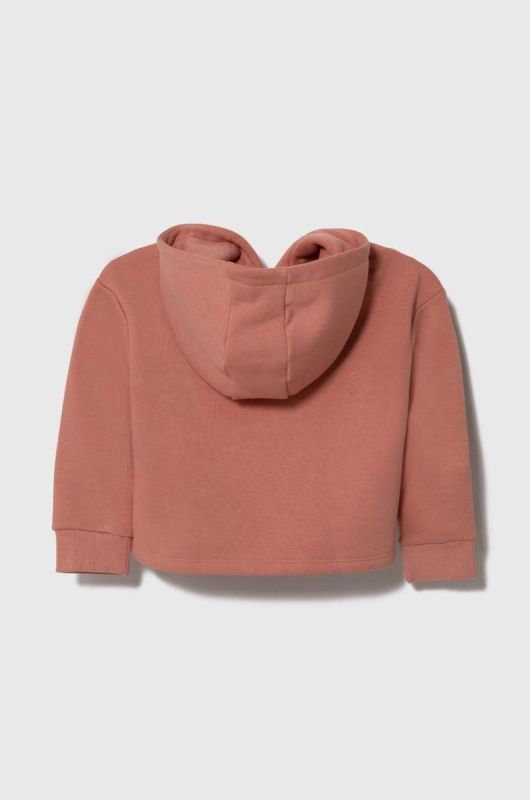 Дитяча кофта Guess колір рожевий з капюшоном з аплікацією фото 2