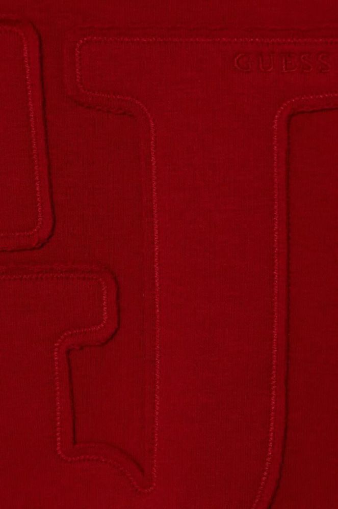 Дитяча кофта Guess колір червоний з капюшоном з аплікацією фото 3