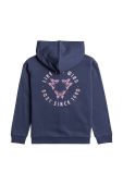 Дитяча кофта Roxy WILDESTDREAMSZI OTLR колір синій з капюшоном з принтом