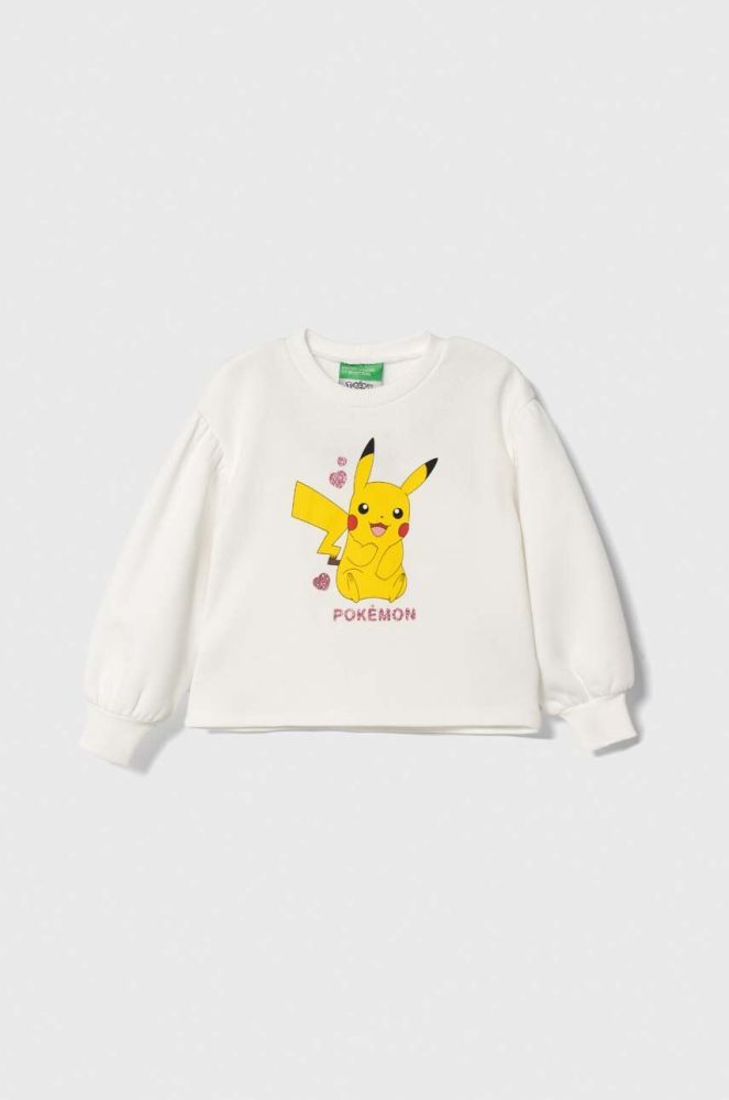 Дитяча кофта United Colors of Benetton x Pokemon колір бежевий з принтом