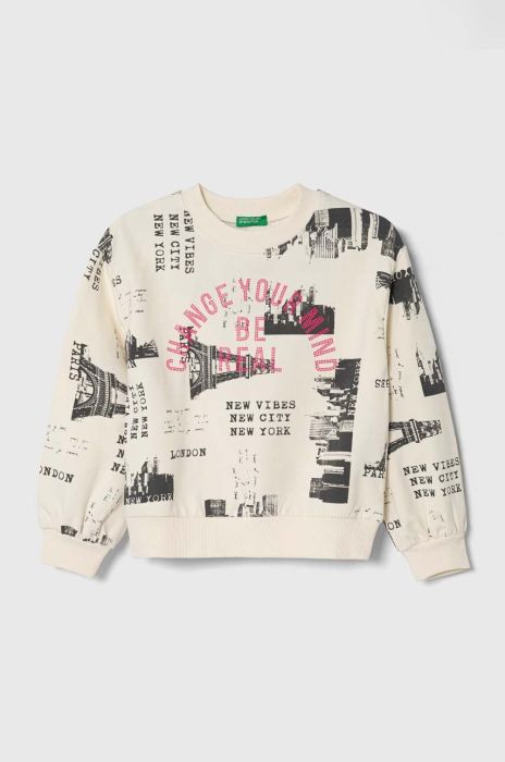 Дитяча кофта United Colors of Benetton колір бежевий візерунок (3683567)